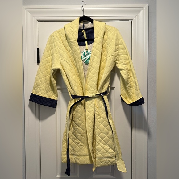 Anthropologie Zoey Yellow Quilted Robe with Hood - Size M/L - NWT